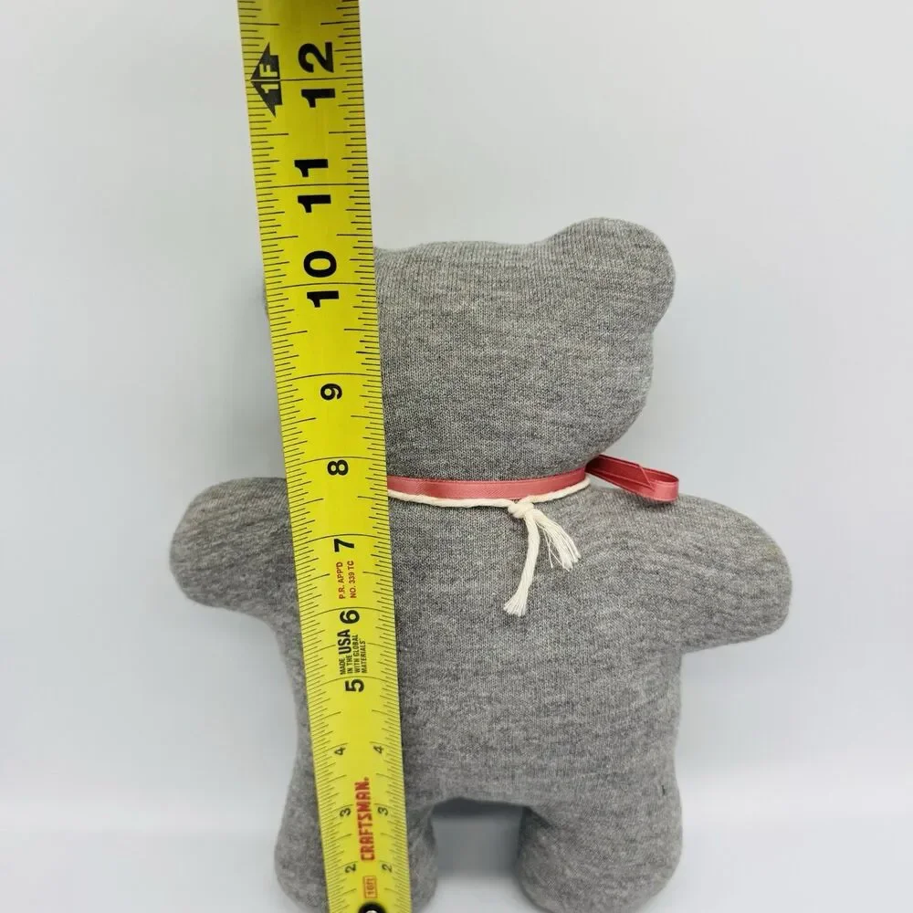 Waleigh Bear Originals Handmade Plush Teddy Bear Grey Knit Jersey Coral NWT New